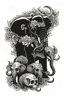 elephant and skulls tattoo design idea