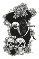 elephant and skulls tattoo design idea
