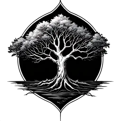 bare tree tattoo design idea