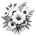 Create me a bouquet of birth flowers the moths areOctober, January, February, July, September, and NovemberOn the bott tattoo design idea