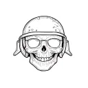 skull, beer, glasses helmet tattoo design idea