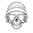 skull, beer, glasses helmet tattoo design idea