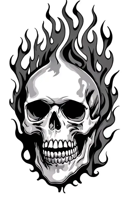 skull flames tattoo design idea
