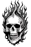 skull flames tattoo design idea