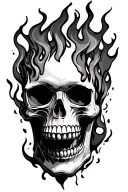 skull flames tattoo design idea