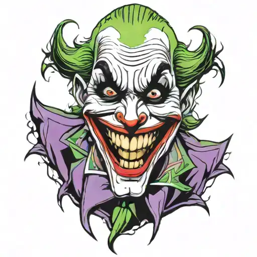 comic book joker laughing  tattoo design idea