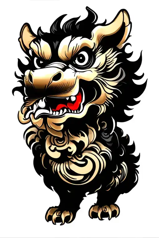 foo dog traditional tattoo design featuring tattoo design idea