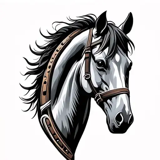 horseshoe horse tattoo design idea
