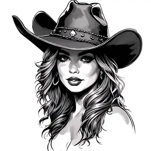 cowgirl hat tattoo design idea