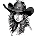 cowgirl hat tattoo design idea