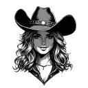 cowgirl hat tattoo design idea
