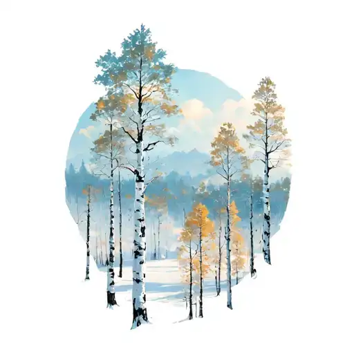 aspen trees tattoo design idea