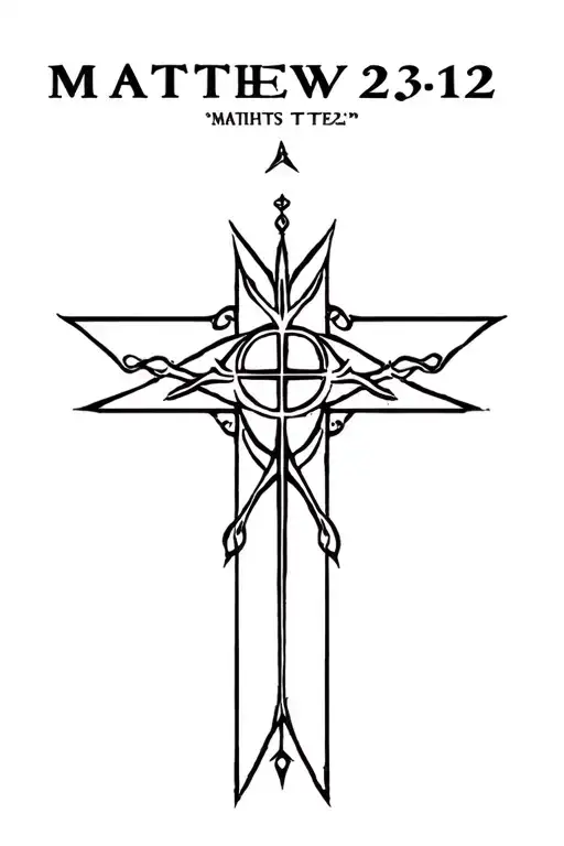 "Matthew 23:12" Knights Templar cross tattoo design idea