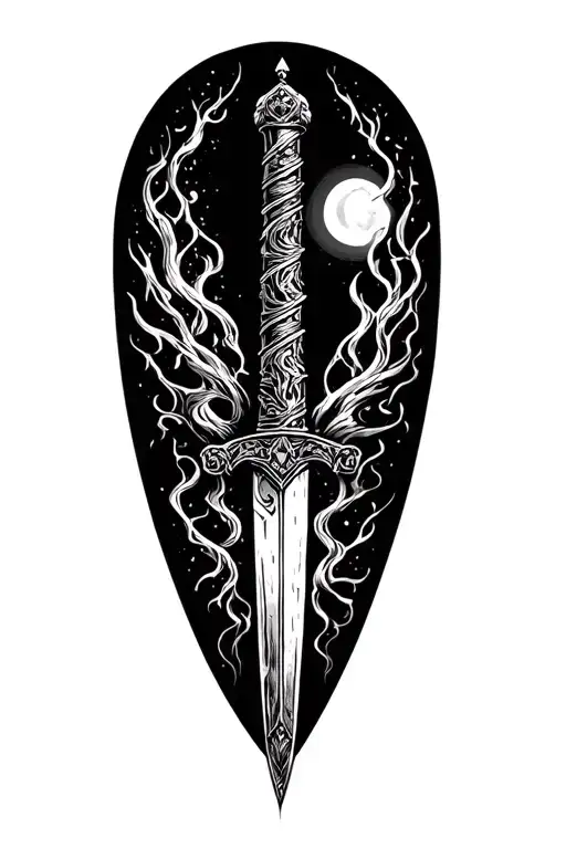 long dagger on the night street tattoo design idea