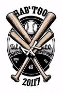 baseball bats as cross with birthdate tattoo design idea