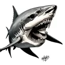 aggressive mako shark skeleton tattoo design idea
