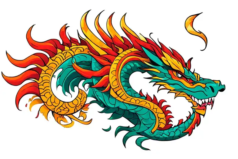 polynesian, dragon, water, warrior tattoo design idea