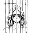 sad girl behind bars tattoo design idea