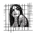 sad girl behind bars tattoo design idea