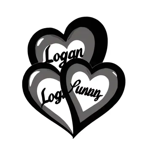 3 overlapped hearts with text logan running like tattoo design idea
