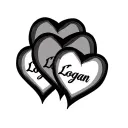 3 overlapped hearts with text logan running like tattoo design idea