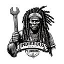 "Indigenous Plumbing " dreadlock Native American plumber holding a wrench tattoo design idea