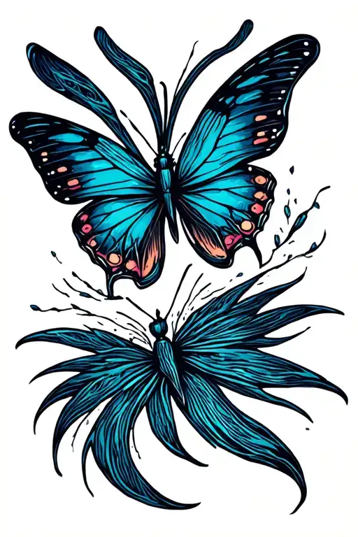 2 fingerprints shaped like butterfly emerging tattoo design idea