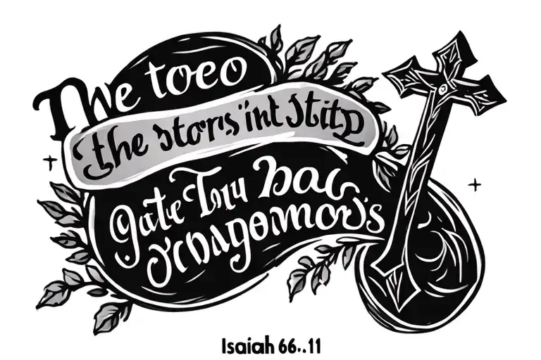 bible verse Isaiah 66:11 and a cross  tattoo design idea