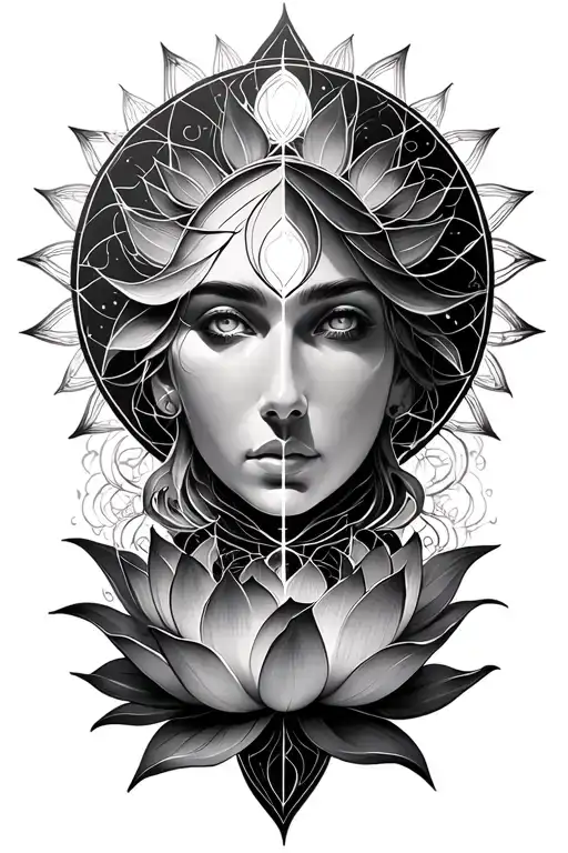 lighting, lotus, metatron sacred geometry tattoo design idea