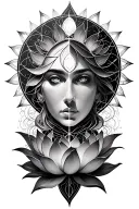 lighting, lotus, metatron sacred geometry tattoo design idea