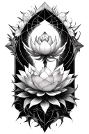 lighting, lotus, metatron sacred geometry tattoo design idea