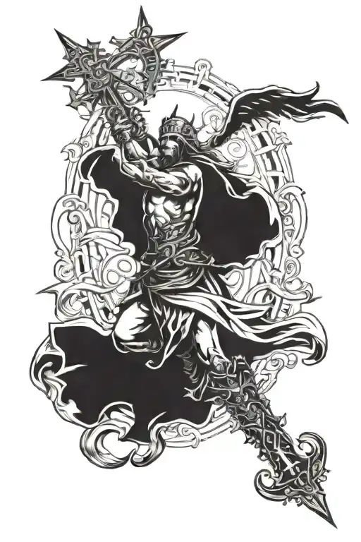 Christianity triumph over paganism tattoo design idea