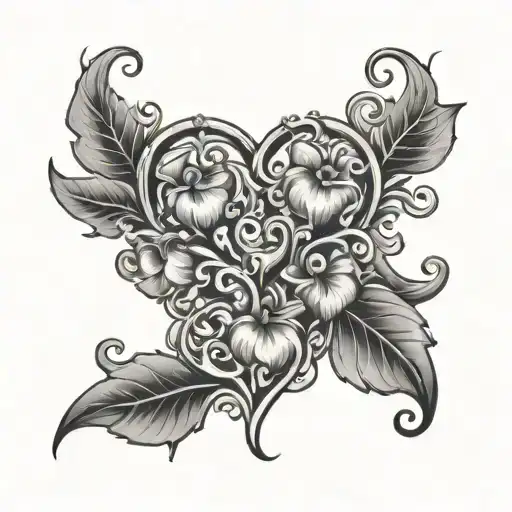 vines and hearts in the shape of flowers spelling LDDST tattoo design idea