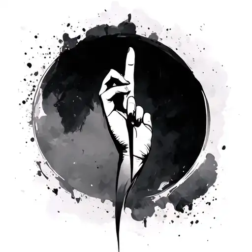 a tattoo of a thin black like starting at the tip of the middle finger, going up the arm all the way up to the ear with  tattoo design idea
