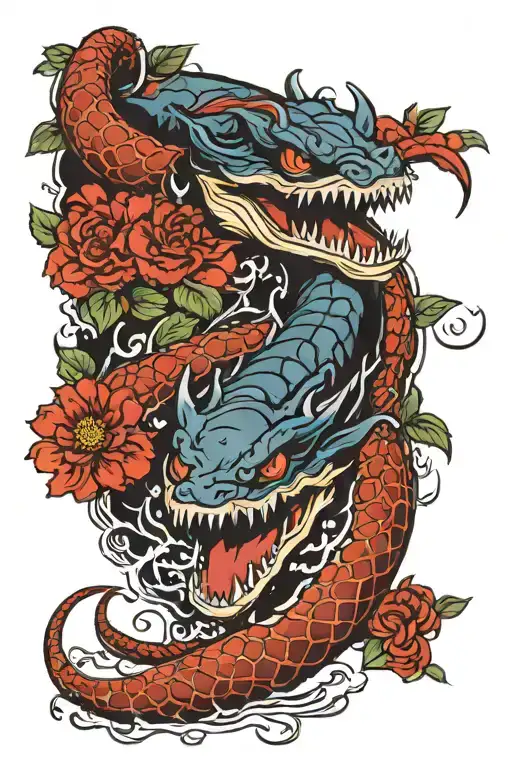 water and tunder mix with venom tattoo design idea