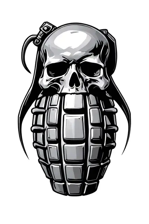 grenade skulls tattoo design idea