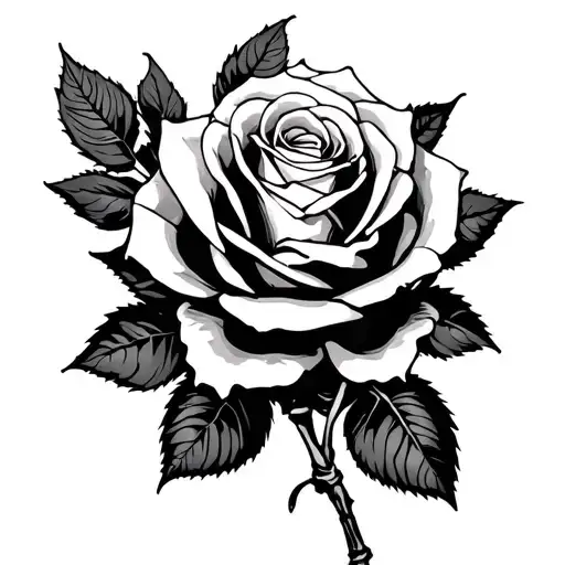 rose and skeleton hand tattoo design idea