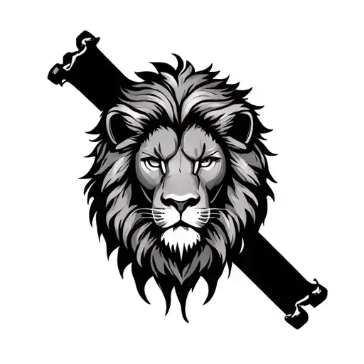 Lion head inside of Cross + 3 Nails tattoo design idea