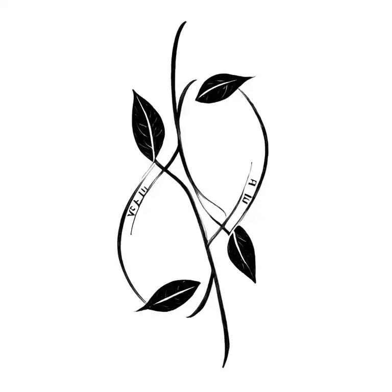 A sleek infinity symbol with the Greek word"Agape" (Ayárn) seamlessly integrated into the loop. 4 olive leaves tattoo design idea