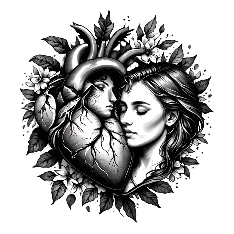 We fall together, we grow together we love together. We are one and your heart is safe with me. Your heart is my heart tattoo design idea
