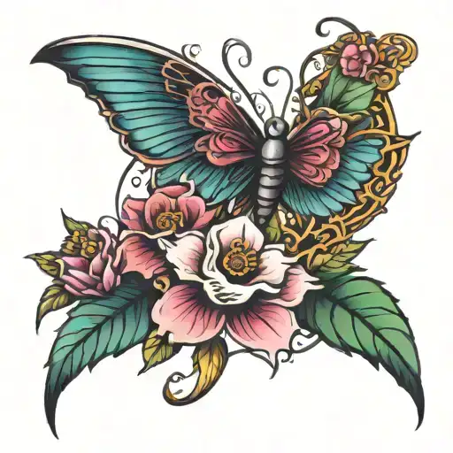 Incorporate a biblical verse into a vibrant neotraditional floral design tattoo design idea