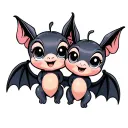 two cute disney looking female bats with big eyes that are best friends tattoo design idea