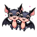 two cute disney looking female bats with big eyes that are best friends tattoo design idea