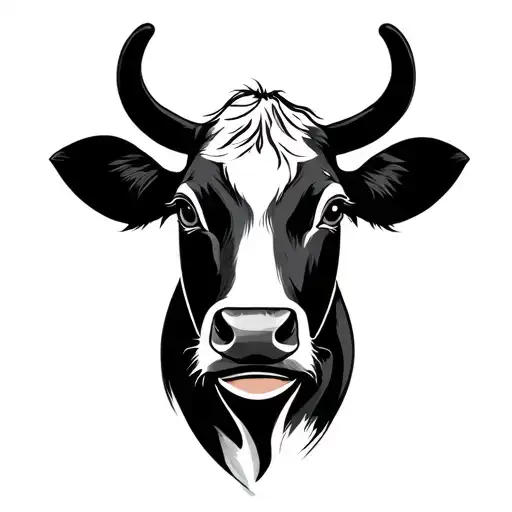 fine line Disney cow face tattoo design idea