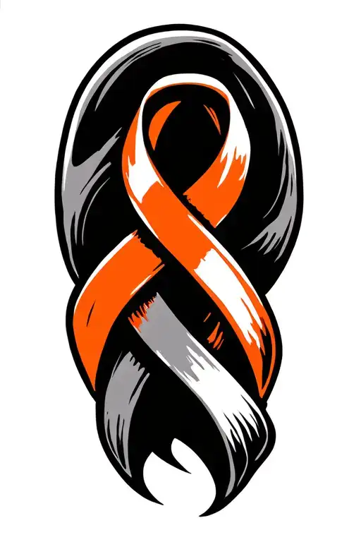 kidney cancer orange ribbon intertwined with strength symbol  tattoo design idea