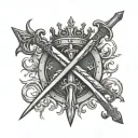 4 swords surrounding a crown tattoo design idea