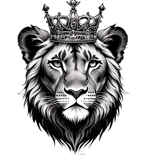 tiny queen lioness with a crown adorned tattoo design idea