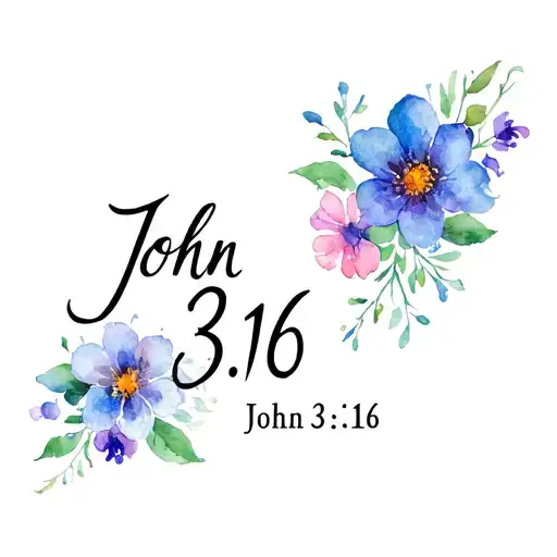 "John 3:16" flower blooming tattoo design idea