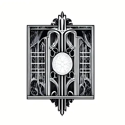 art deco architecture patterns inspired tattoo design idea