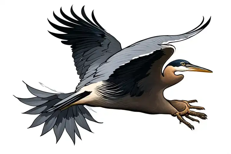 heron flying tattoo design idea